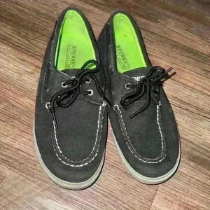 Boys black Halyard Sperry boating shoe‎ top sider size 6Y